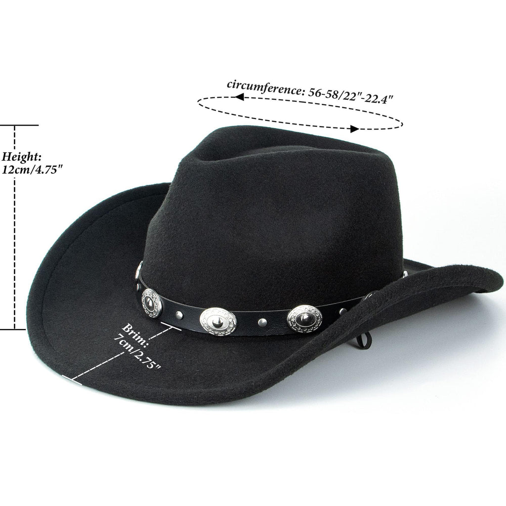 Western Cowboy Hat for Men Women Classic Fedora Cowgirl Hats Buckle Belt