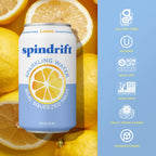 Spindrift Sparkling Water, Lemon Flavored, Made with Real Squeezed Fruit, 12 Fl Oz Cans, Pack of 24 (Only 3 Calories per Can)