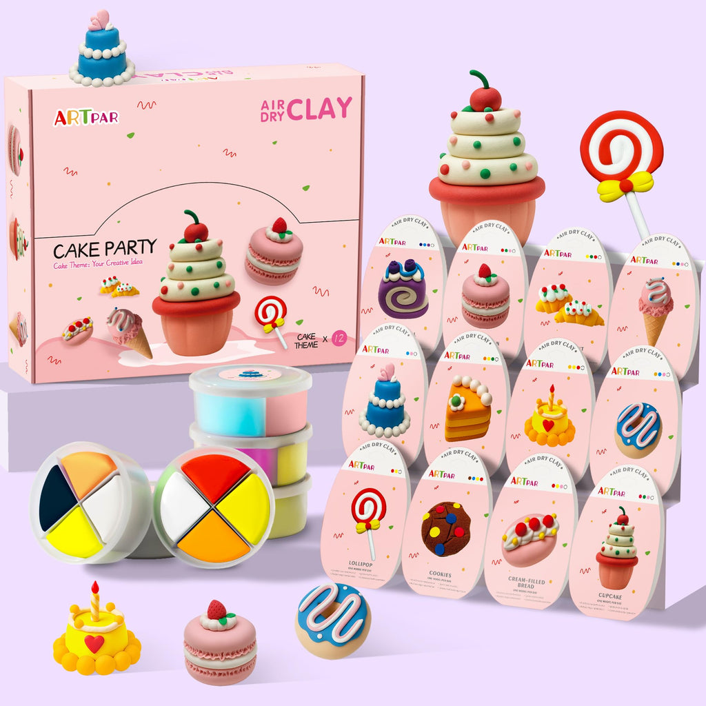 ARTPAR Air Dry Clay for Kids,Modeling Clay Kit,Model Magic Sculpting Set,Ultra Light & Soft, Safe Non-Toxic | 12 Box DIY Art and Crafts School Projects, Home Party Favors for Boys & Girls