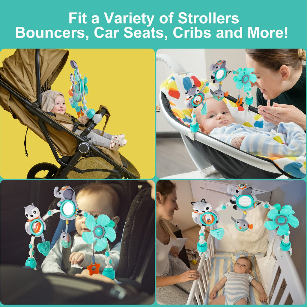 Lynncare Adjustable Arch Bassinet Toys for Infant & Toddlers, Stroller Arch, Baby Crib Toys with Fascinating Hanging for Stimulating Baby’s Senses and Developing Motor Skills