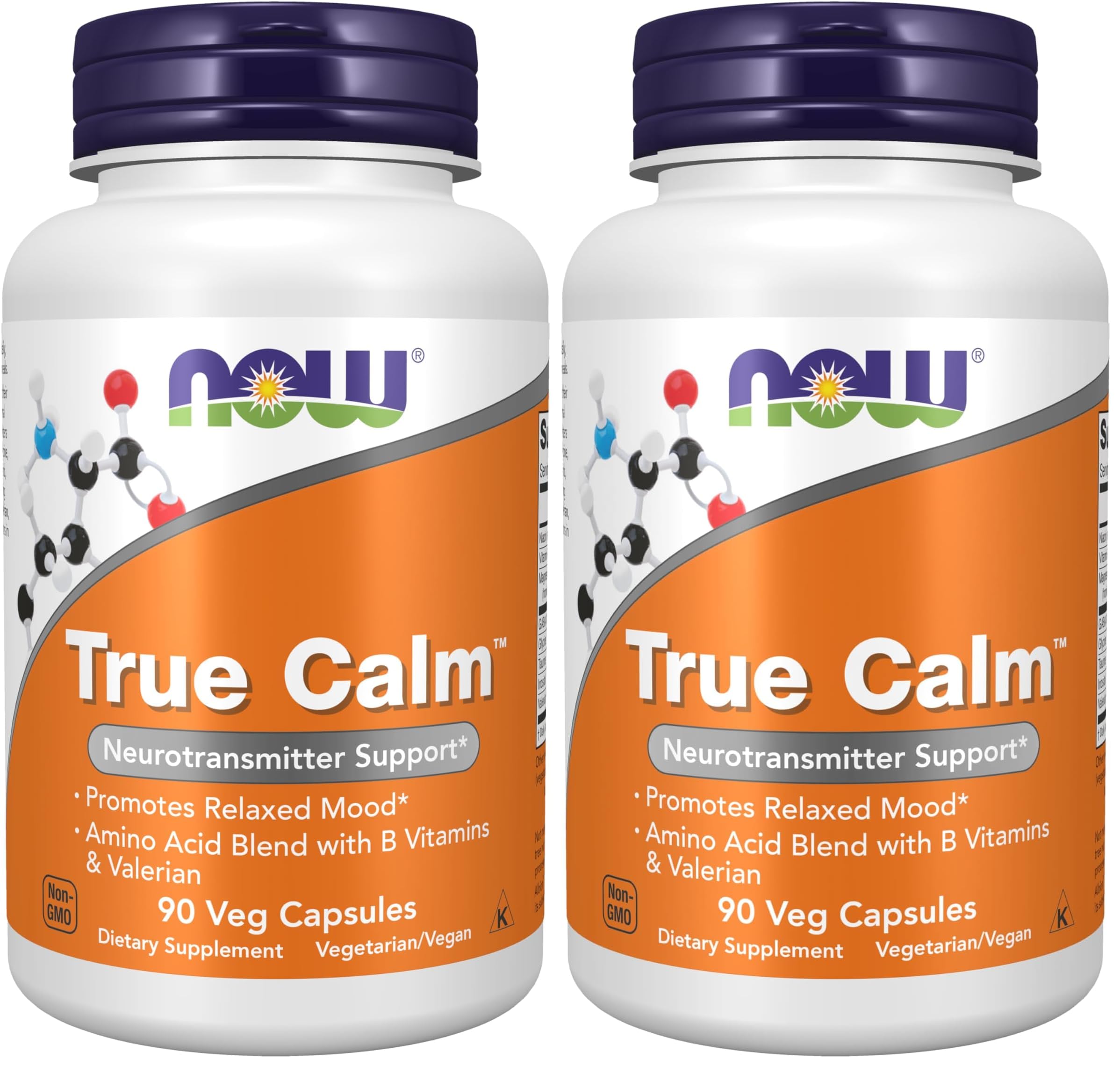 Now Supplements, True Calm, with Magnesium, GABA, B Vitamins & More, 90 Veg Capsules, (Pack of 2)