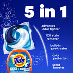 Tide Odor Defense + Oxi Laundry Detergent Pacs, Original Scent, 45 Count, Advanced Odor + Stain Fighter