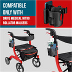 Clip-On Cup and Phone Holder – Exclusively Designed to be Compatible with Drive Medical Nitro Rollator Walkers
