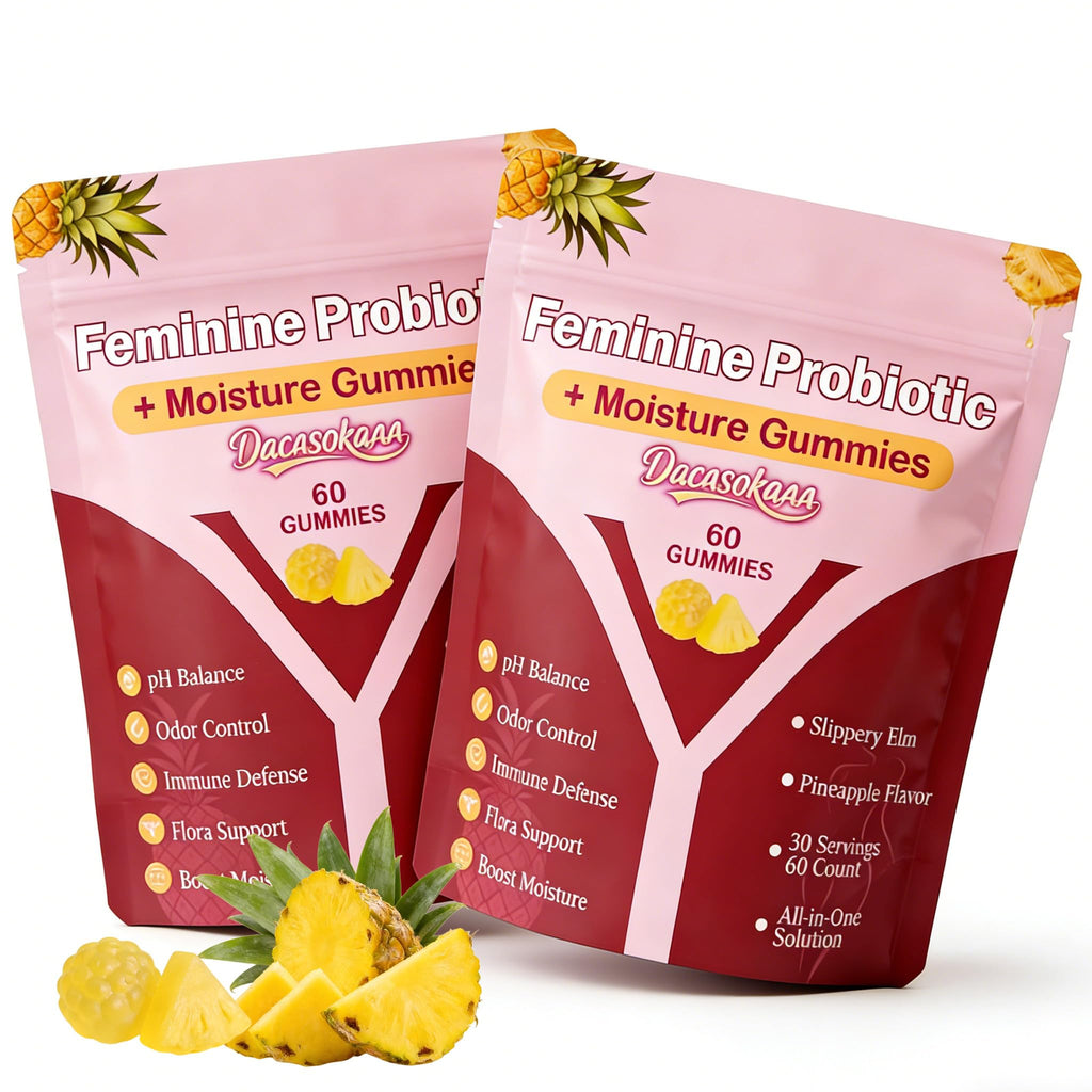 dakasokaaa 2 Pack - Slippery Kitty Gummies | her Juicy Feminine probiotics Gummies | Support pH Balance & Digestive Health, Slippery Elm for Women | 60 Count | Pineapple Flavor