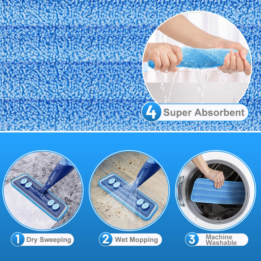 IOPRETTY Microfiber Hardwood Floor Mop - Spray Mop with 4 Washable Pads