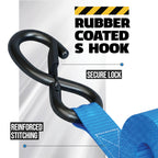 AUGO Retractable Ratchet Straps | 2 Heavy Duty Ratchet Straps Self Retractable Tie Downs with Soft Loops & Storage Bag for Motorcycle, Truck, Trailer, Cargo Van | 3000 Lb Break Strength 2” x 10’