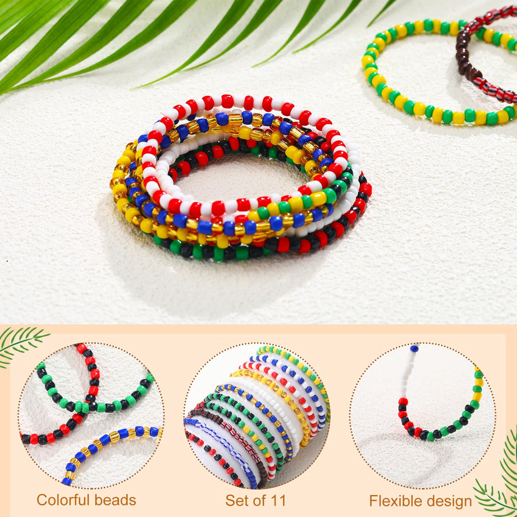 Siifert 11 Pcs Ilde Pulseras Santeria Handmade Unisex Stretch Bracelet Tobillera Iyawo Babablawo Orula Shango Obatala Eleggua Ogun Ochosi Oshun Yemaya Oya San Seven African Powers
