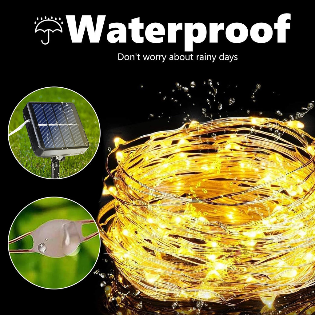 Joomer Solar Fairy Lights, 4-Pack Total 104FT 320LED Solar String Lights Outdoor Waterproof 8 Lighting Modes for Patio Fence Party Garden Yard Home Holiday Tree Outdoor Decoration (Warm White)
