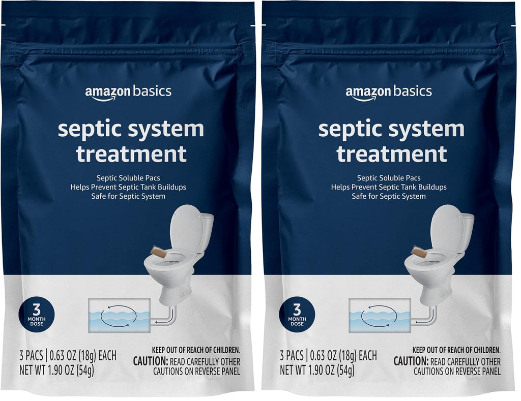 Amazon Basics Septic Treatment Pouch, Unscented, 0.63 oz (Pack of 6), 3 Month Supply, 1.9 oz