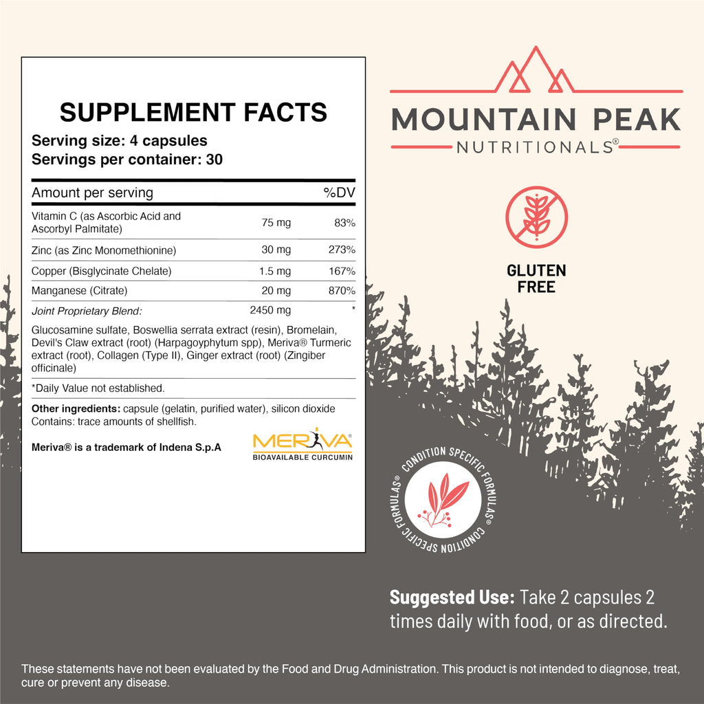 Mountain Peak Nutritionals Joint Formula Glucosamine Boswellia 120ct
