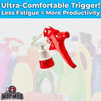 Leak-Free Chemical Resistant Spray Head 10 Pk. BOTTLES NOT INCLUDED. Industrial Sprayer for Car Detailing Window Cleaning and Janitorial Supply. Low-Fatigue Trigger and Nozzle Fit 32oz Bottle.