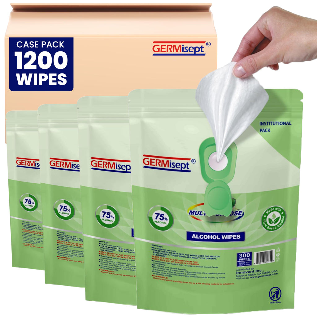 [Bulk 1200-Count] Hand Sanitizing Wipes - (300 Count x 4 Pouch) Keeping It Clean - 75% Alcohol Wipes In Easy Dispensing Pouch- Durable Traction Cleaning- Enriched With Aloe
