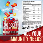 JOYLI Quercetin Gummies - Quercetin with Bromelain Zinc Vitamin C & Vitamin D3 - Quercetin Supplement 500MG for Immune System & Allergy - Quercetin for Kids and Adults - 60 Quercetin Chewable