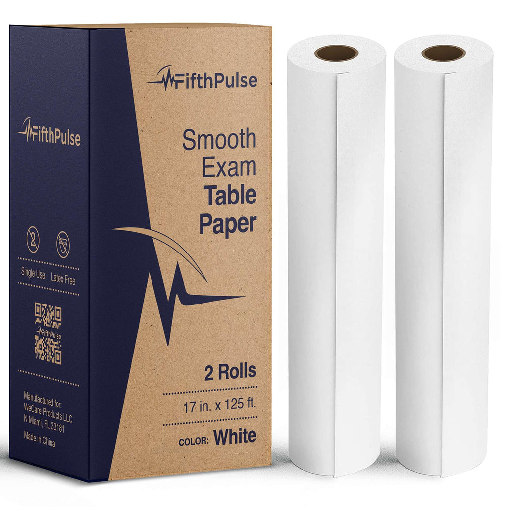 Medical Exam Table Paper 17"x125 Feet - 2 Rolls of Disposable White Table Paper Rolls for Doctor's Offices, Chiropractors, and More - Latex Free Bed Sheet