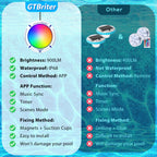 Above Ground Pool Lights with APP Control 20W RGB Dimmable LED Pool Lights with Suction Cups and Built-in Magnets 12V Underwater Pool Light for Above ground Inground Pools IP68 Waterproof 28FT Cord W