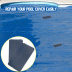 Treela 6 Pcs Pool Safety Cover Patch Kit Repair Kit Blue Swimming Pool Patch Repair Mesh Self Adhesive Mesh Inground Saver Pond Covers (4 x 8 Inch)