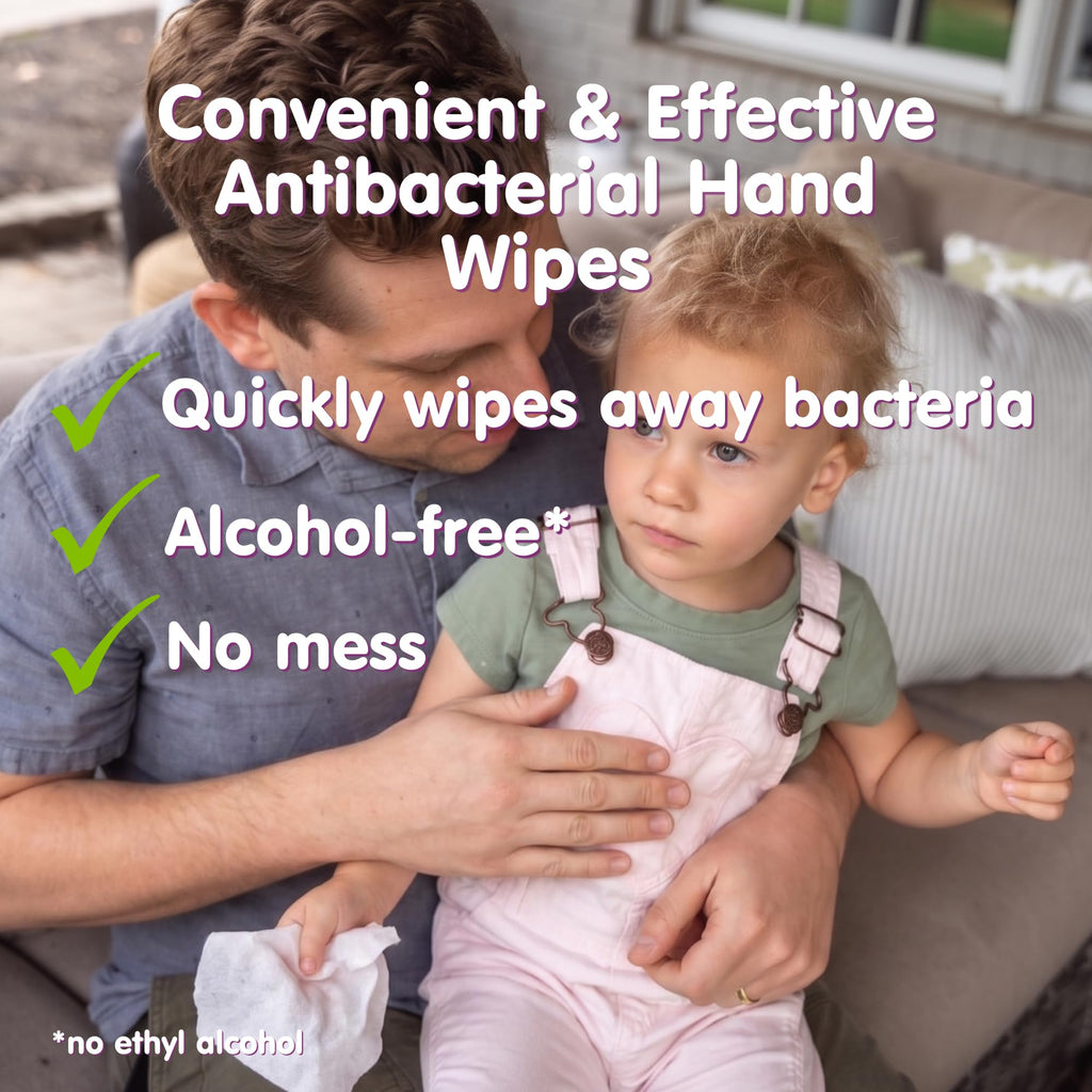 Boogie Antibacterial Hand Wipes - 90 Count - Hypoallergenic & Alcohol-Free - Individually Wrapped - Travel and Diaper Bag Essential