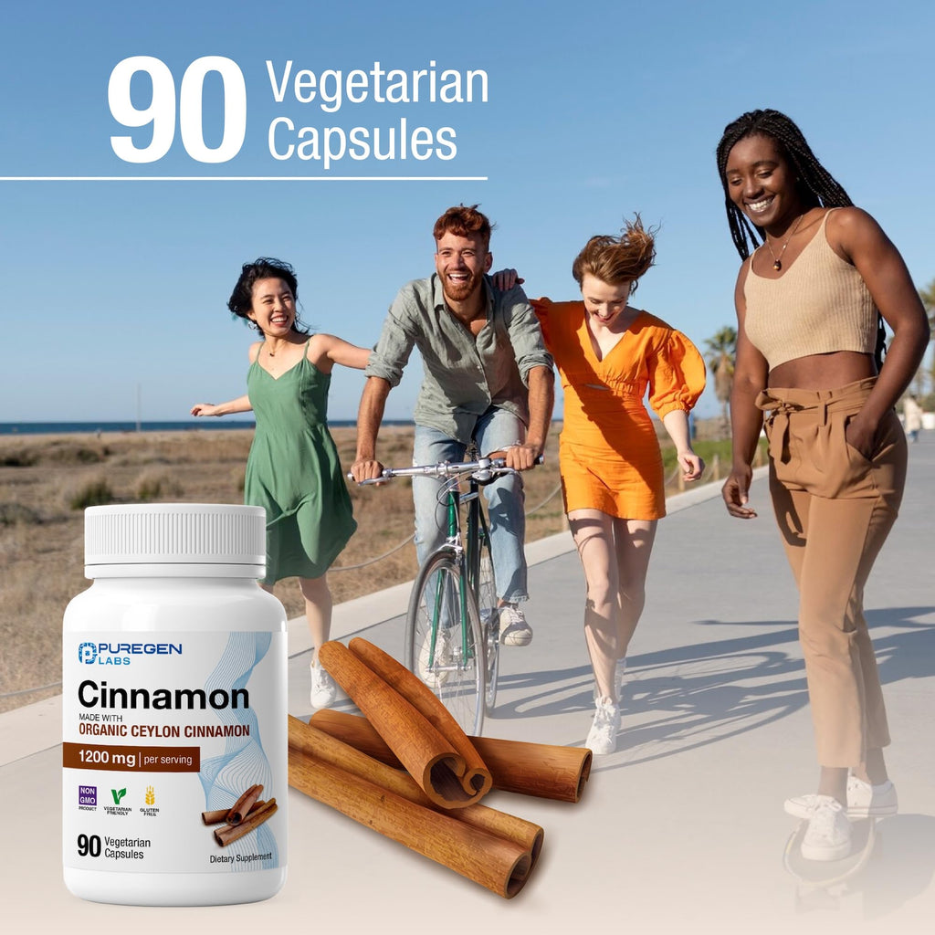 Puregen Labs Organic Cinnamon (Ceylon Cinnamon) 1,200mg Serving Total 270 Veggie Caps - No Harmful Additives | Non-GMO | Gluten-Free – Made in USA