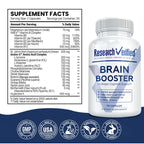 Research Verified Brain Booster - Brain Supplement for Memory and Focus, Nootropic Supplement for Cognitive Support - 180 Vegan Capsules - 3 Bottles