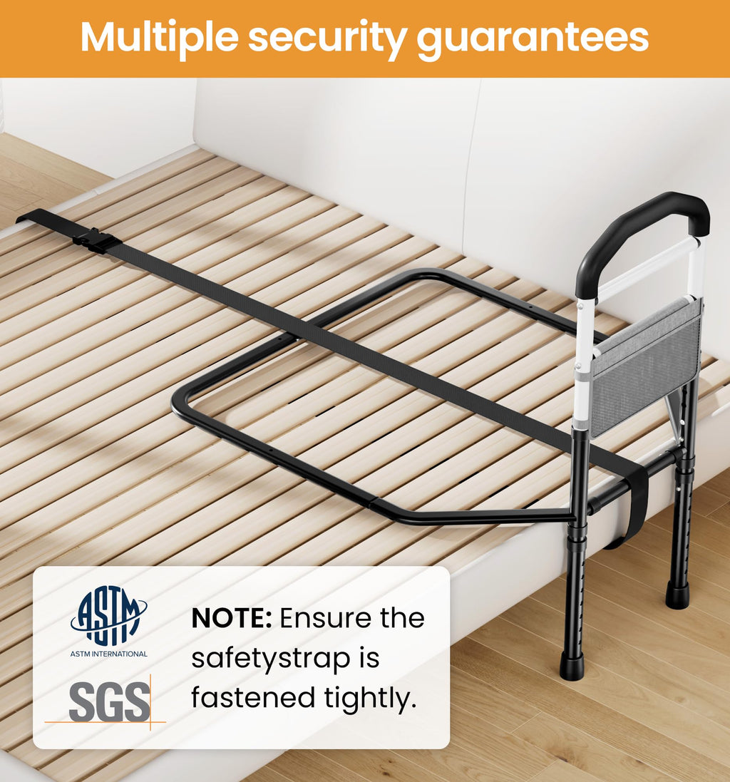 HOMLAND Bed Rail for Elderly Adults - ASTM & SGS Certified 350lbs Support, Tool-Free Setup, Fits Twin to King