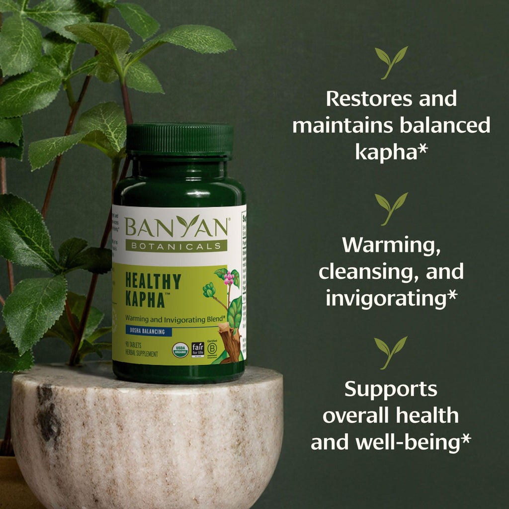 Banyan Botanicals Organic Healthy Kapha – Warming & Invigorating Herbal Supplement – Supports Systemic Movement, Physical Energy & Circulation – 90 Tablets – USDA Organic