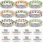 Kigeli 48 Pcs Mahjong Bracelet Gifts for Women Colorful Beaded Mahjong Lucky Bracelet Bulk Acrylic Mah Jong Chinese Jewelry for Friends Mom Grandma New Year Birthday Party Supplies