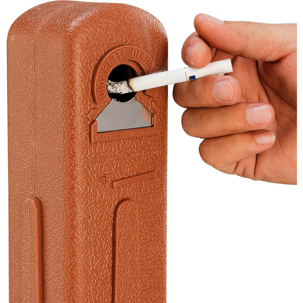 Global Industrial Free Standing Outdoor Cigarette Receptacle Ashtray with Round Base, 11" Diameter x 30" H, 1-1/2 Gallon Capacity, Butt Disposal Container, Plastic, Terracotta