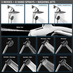 11.8'' High Pressure Rain Shower Head Combo, Upgrade Shower Heads with 9 Sprays Handheld Shower, Adjustable Detachable Dual Showerheads Built-in Magnetic Docking & Power Jets, Bathroom Decor, Chrome