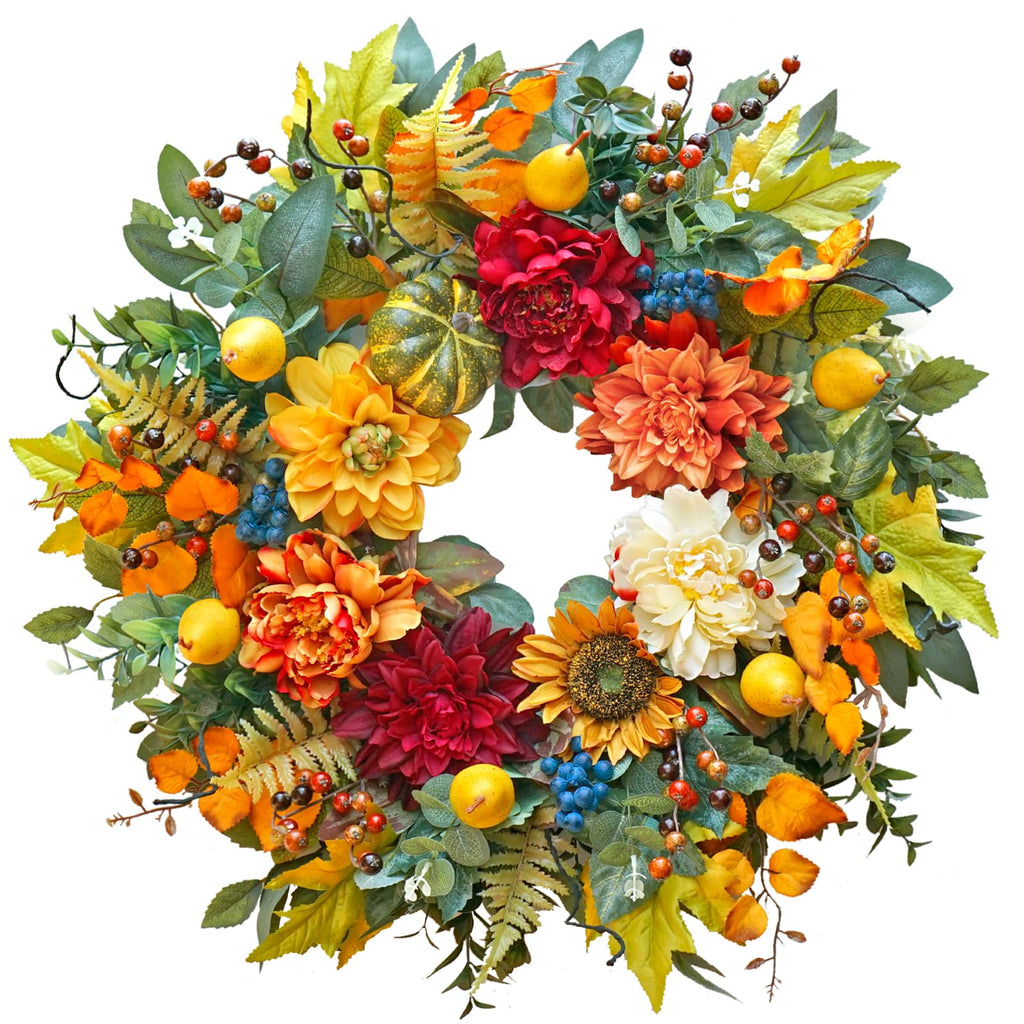 Pinkpuii 24 Inch Harvest Fall Wreaths for Front Door Outside,Porch,Entryway