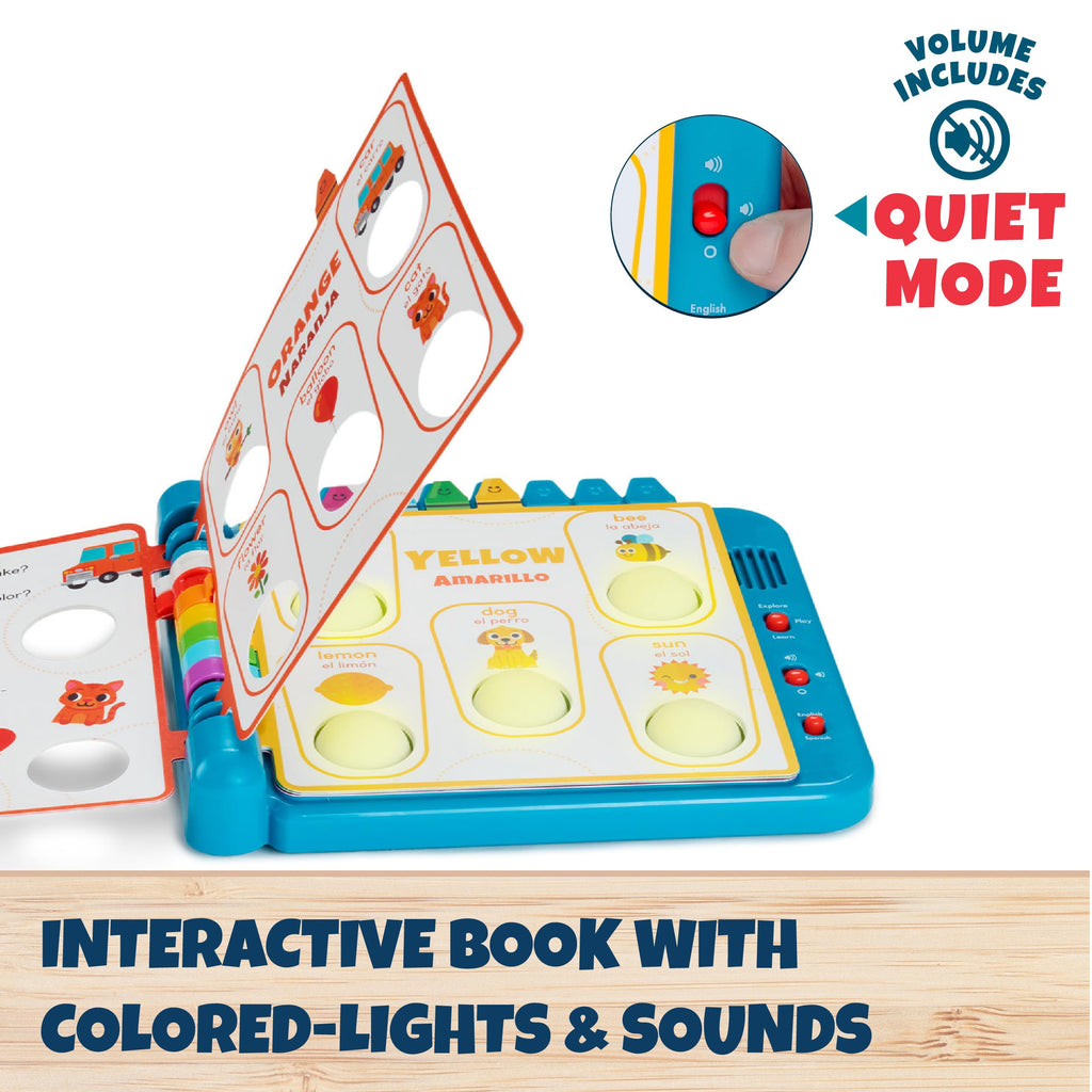 Chuckle & Roar Pop It Book, Colors, English & Spanish, Quiet Mode, 1–4+