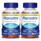 Florastor Prebiotic and Probiotic Gummies, Digestive and Metabolic Support Probiotic Blend for Multi-Action Digestive Health Care, with Vitamin B12, 112 Gummies