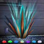 KODIBO 24" Large Metal Agave Plant Outdoor Decor with Solar Light, Blue