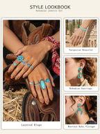 Xiokyo Western Turquoise Jewelry Set for Women