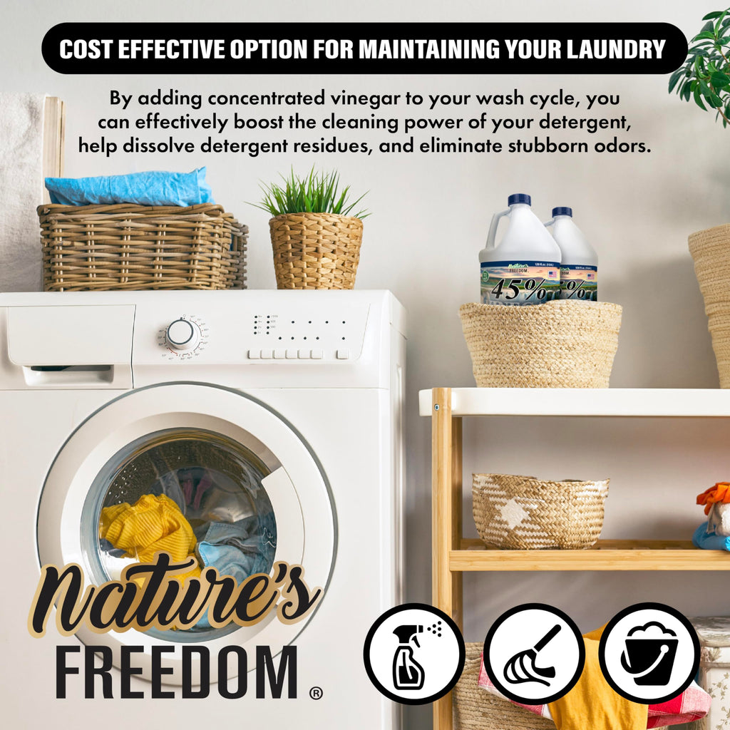 Nature's Freedom 45% Concentrated Vinegar, 4 Gallons - Dilutes to 36 Gallons - 9x Strength Multi-Purpose Solution