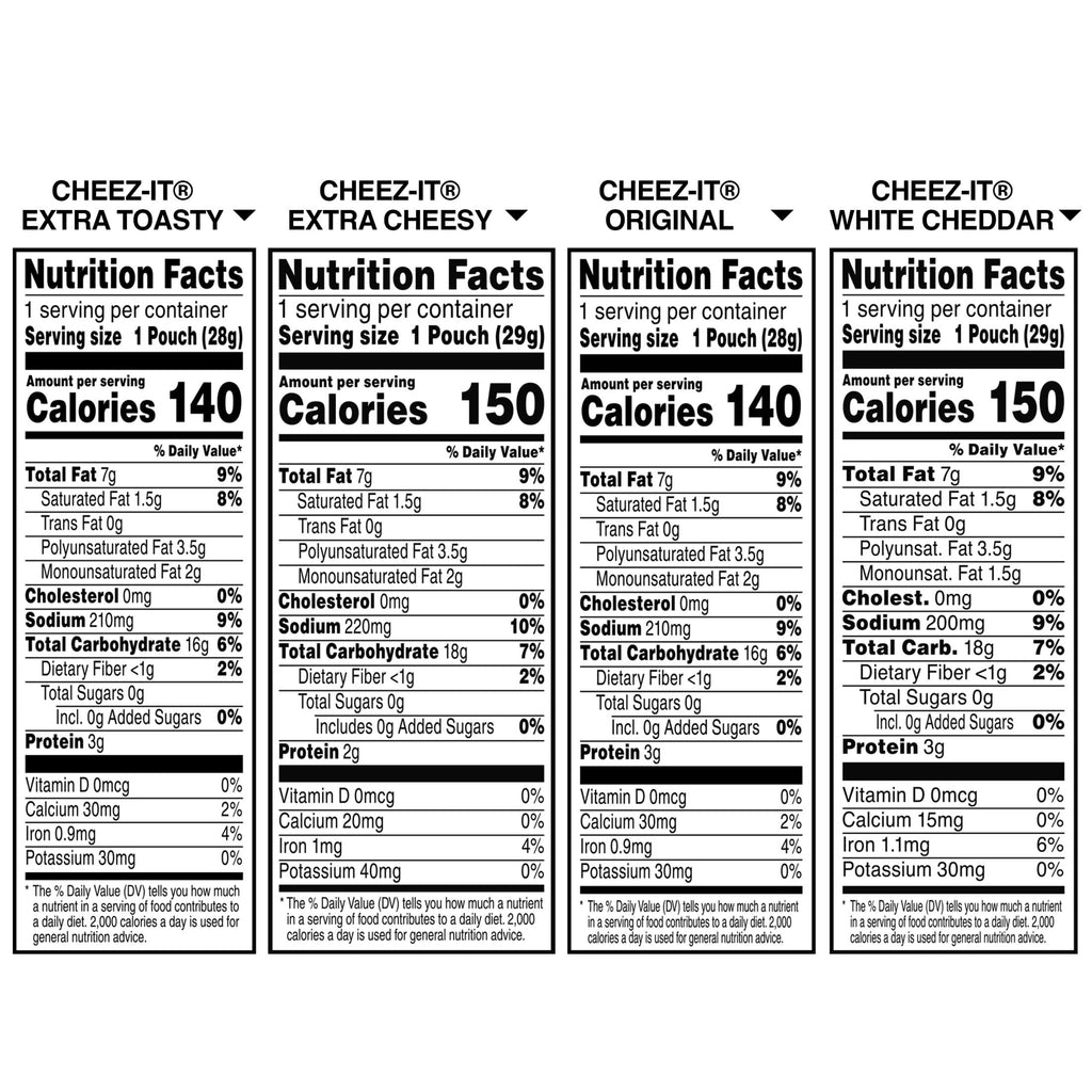 Cheez-It Baked Snack Crackers, Lunch Snacks, Variety Pack (40 Pouches)