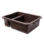 Rubbermaid Commercial Products Standard Divided Bus/Utility Box 7-Gallon Brown Plastic Heavy Duty Divided Restaurant Wash Basin/Dish Washing Tub for Cups/Plates/Bowls