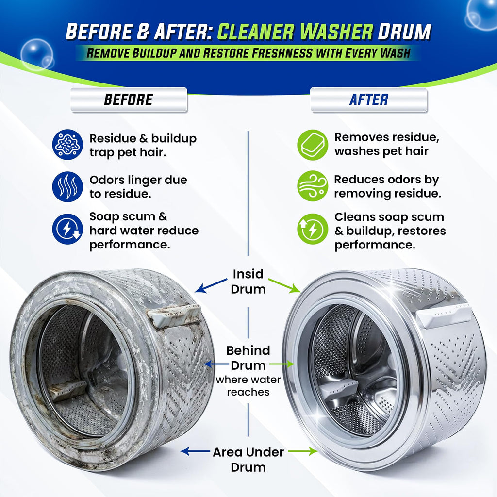 True Fresh Washing Machine Cleaner Tablets 25 Pack for Front Load, Top Load & HE Washers, Helps Remove Odor-Causing Residue, Limescale & Grime, Deep Cleans Drum, Pump, Valve & Hoses, Septic Safe