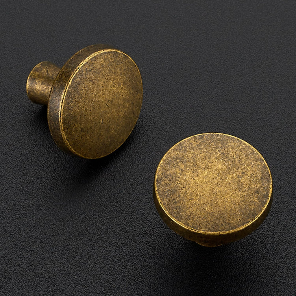 Ravinte 15 Pack Drawer Pulls 1-1/4 Inch Kitchen Cabinet Knobs Solid Round Dresser Drawer Knobs Antique Brass Dresser Knobs Drawer Knobs Simple Cabinet Hardware for Cupboard Drawer Pulls