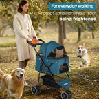 Pet Stroller,Dog Stroller for Small Medium Dogs Cats,3 Wheels,Foldable,with Breathable Mesh Canopy,Cup Holders,Easy Assembly,Green