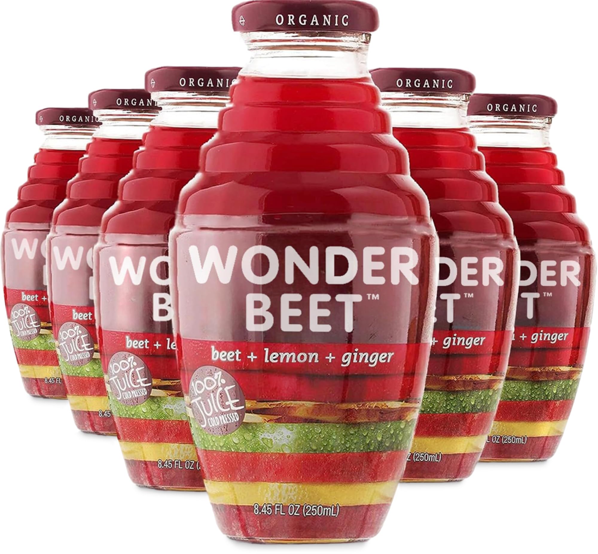 Beetology Organic Beet, Lemon and Ginger Juice 8.45oz (6 Pack) | 100% Cold Pressed | Heart Healthy | Nutrient Packed Vegetable Juice | Vibrant Flavor