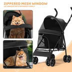 Magshion Compact Pet Stroller for Small-Medium Dogs/Cats up to 22lbs, 4-Wheel Lightweight Umbrella Shaped Portable Puppy Travel Jogger with Breathable Mesh, Cup Holder & Rear Storage, Leopard Print