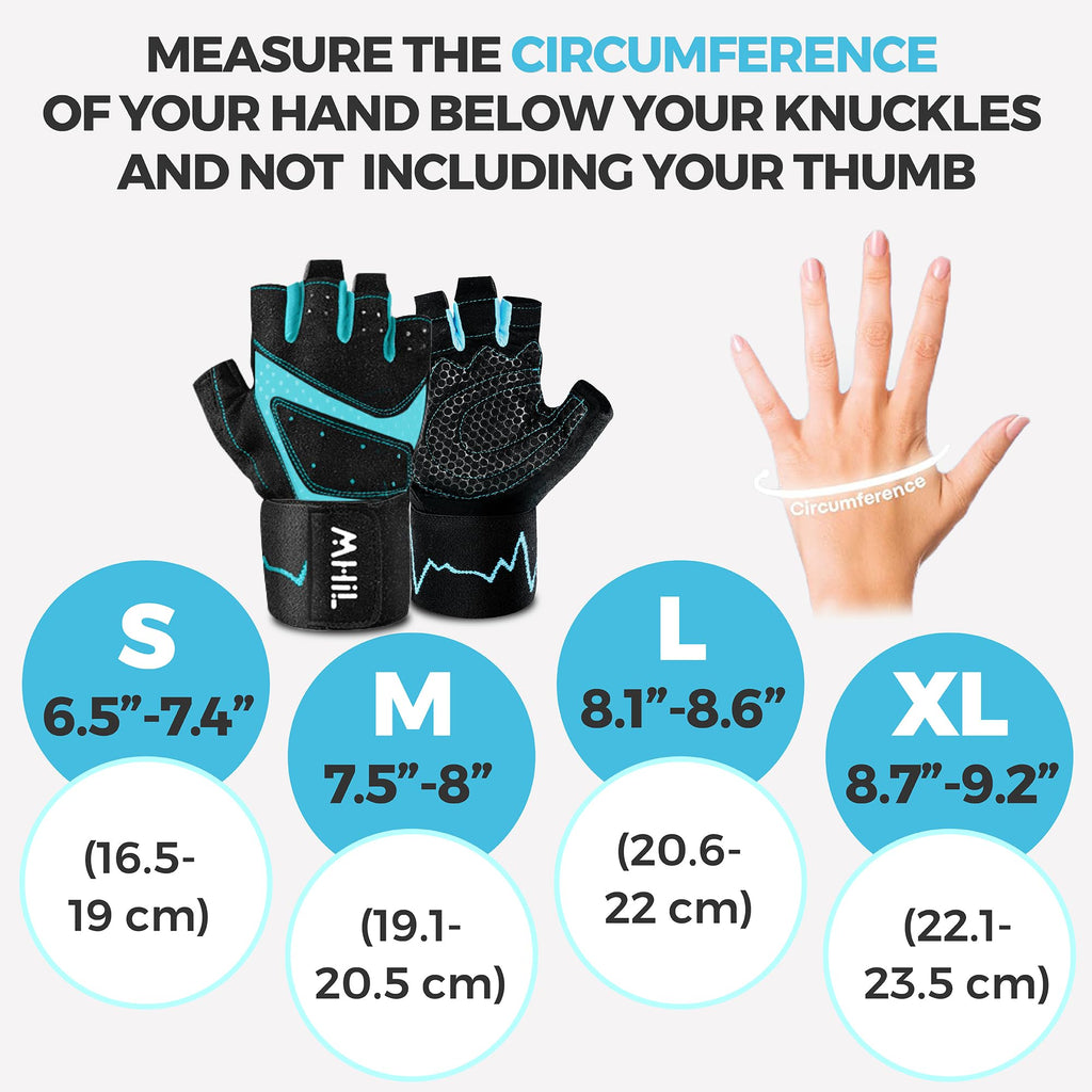 MhIL Workout Gloves for Women ��� Breathable Gym Gloves for Women with Palm Protection and Enhanced Grip ��� Padded Weight Lifting Glove for Womens with Wrist Wraps Support Weightlifting Exercise Cycling