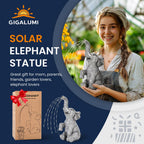 GIGALUMI Elephant Statue Solar Garden Yard Decor Outdoor Gifts for Women