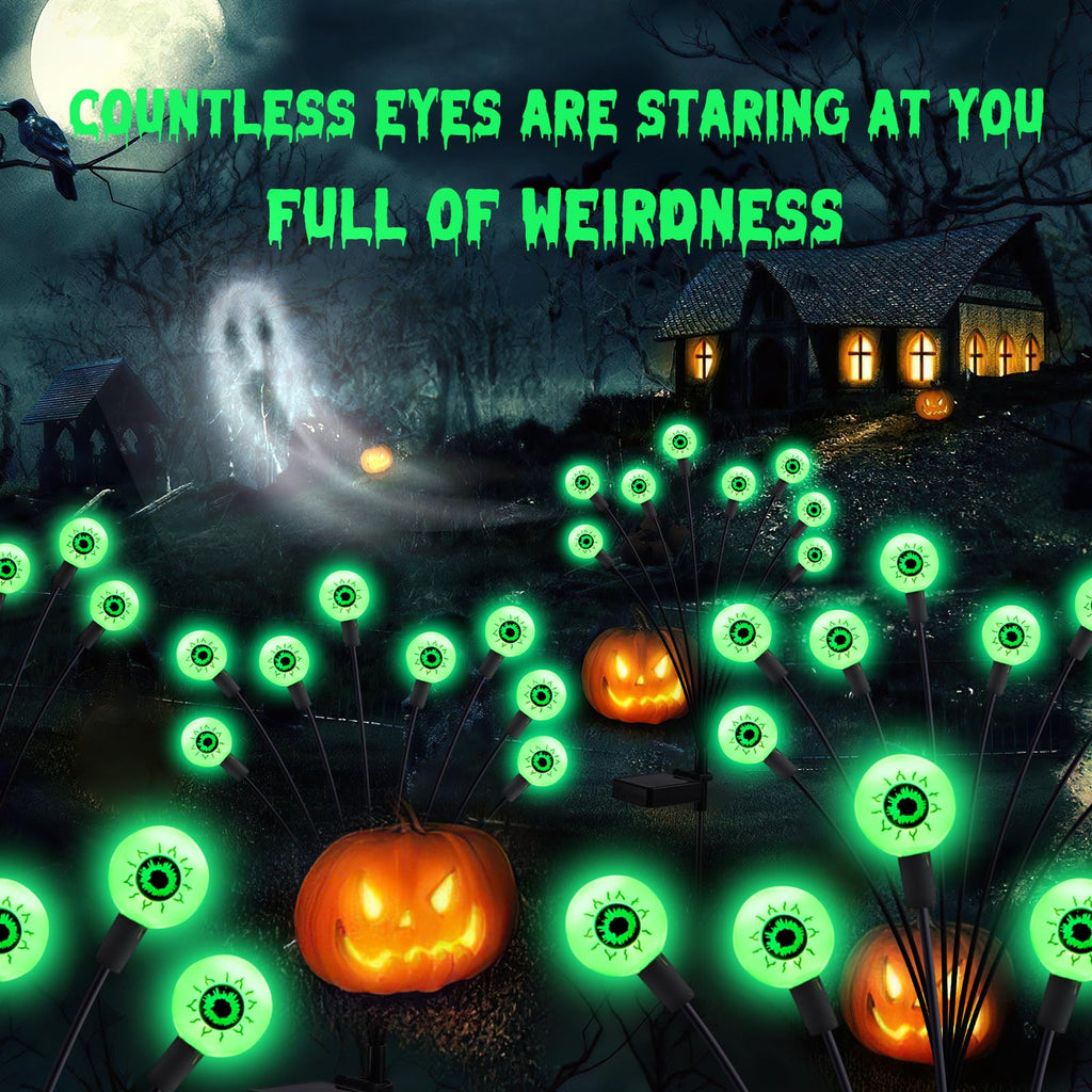 ASMAD Halloween Decorations Outdoor Solar Scary Eyeball Lights,4Pack 32LEDs
