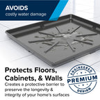 Camco Low Profile Washing Machine Drain Pan with PVC Fitting, 29 inch x 33 inch ID and 31 inch x 35 inch OD - Protects Your Floors from Washing Machine Leaks - Easy to Use - Pewter - 20788
