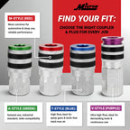 Colorfit by Milton Coupler & Plug Kit (M-Style) with Rubber Bumpers – 1/4" NPT Quick Connect Hose Fittings for Air Tools & Compressors - 7-Piece