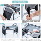 BAGSFY Walker Tray with Cup Holder & Side Pocket – Hard Top Walker Table for Seniors – Folding Walker Accessory for Meals, Reading, Drinks – Non-Slip Surface, Tool-Free Install, Universal Fit