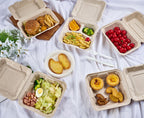 ECOLipak 75 Pack Clamshell Take Out Food Containers, 100% Compostable To Go Containers Disposable, 9X6 inch Heavy-Duty To Go Boxes, Eco-Friendly Biodegradable To Go Containers For Food