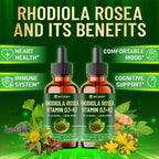 17in1 Rhodiola Rosea Liquid Supplement with Ashwagandha, Magnesium Glycine, L-Theanine, Vitamin C, Vitamin D3, Vitamin K2, Ginkgo, Turmeric, Holy Basil and More - 1 FL Oz - 60 Day Supply