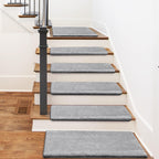 PURE ERA Carpet Stair Treads Ultra Plush 9.5" X 30"Soft Bullnose Indoor Stair Protectors Pet-Friendly Non-Slip Skid Resistant Tape Free Washable Reusable(2 Pieces,Gray)